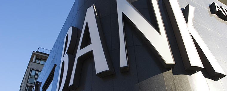 Bank building sign